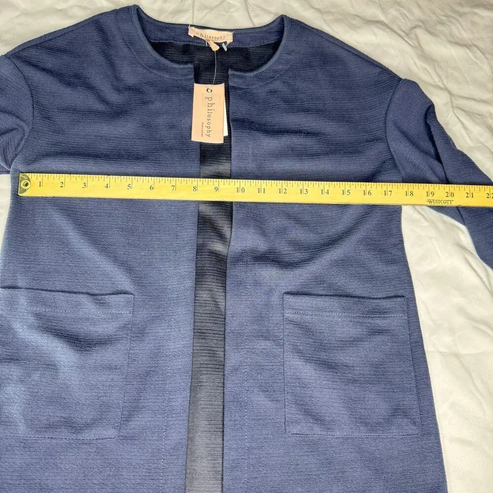 Philosophy Republic Clothing Womens XS Navy Open Front Cardigan NWT Pockets